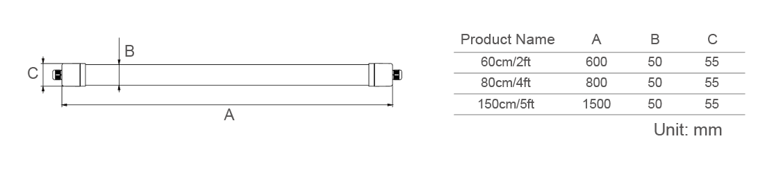 Rotatable clip 1-10V dimming IP65 LED Tubar Light Rotatable clip 1-10V dimming IP65 LED Tubar Light